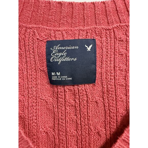 American Eagle | Y2K Womens Long Sleeve Cable Knit V-Neck Sweater- Medium - Picture 2 of 6